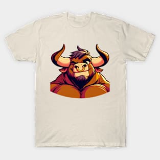 Muscular Winking Bull Anthro Furry Minotaur Design V2 T-Shirt